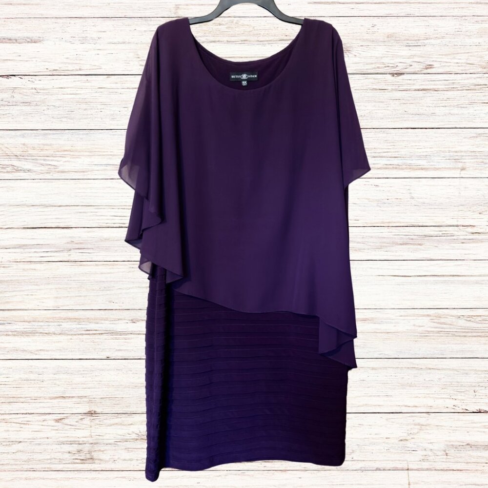 Betsy Adam Plus Size Chiffon Overlay Sheath Dress